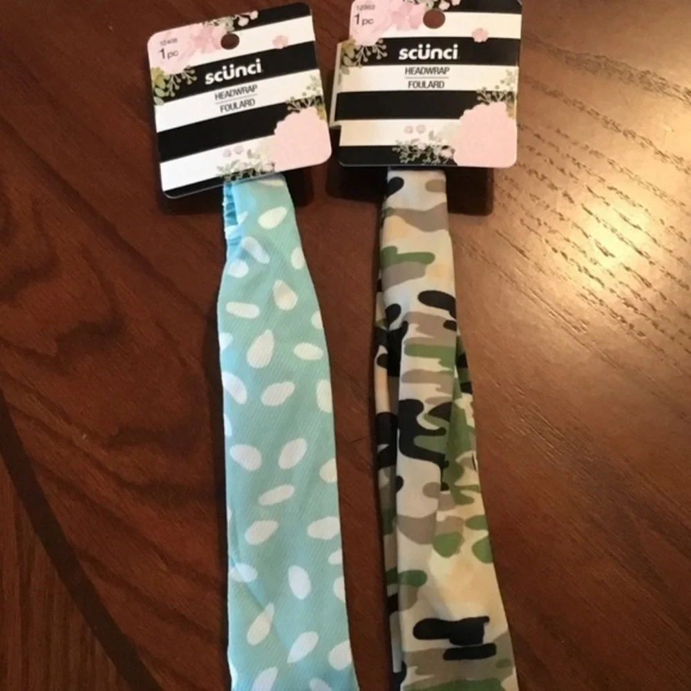 2 pc Camo & Polka Dot headbands wraps